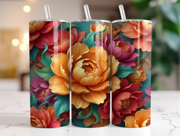 3D Floral Peony 20oz Tumbler Wrap Design: A Digital Guide for Creators