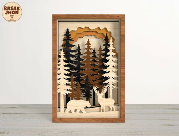3D Forest Deer Shadow Box Laser Cut Svg: Bringing Woodland Depth to Modern Craft