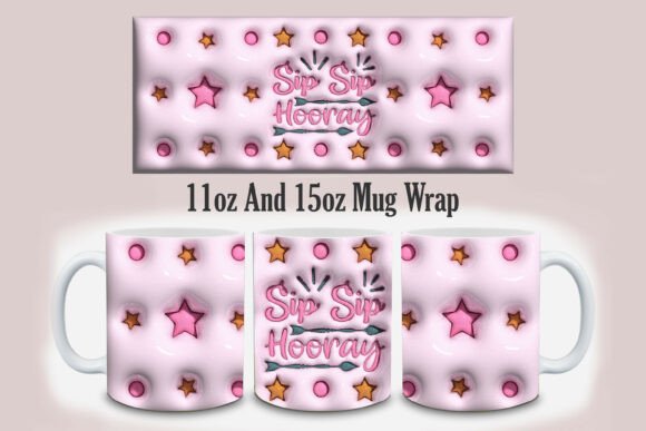 3d Inflated Sip Sip Hooray Mug Design