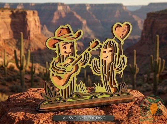 3D Layered Cactus SVG Laser Cut File 3mm