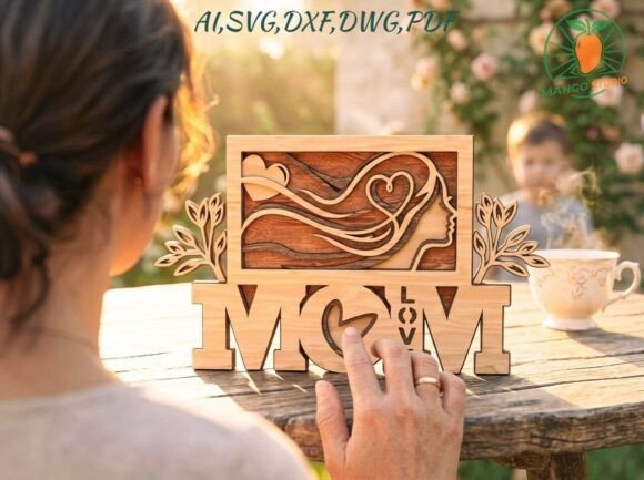 3D Layered MOM Laser Cut SVG Design