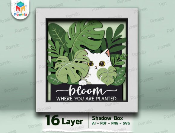 Cat Plant Shadow Box SVG: A Cozy Craft Project