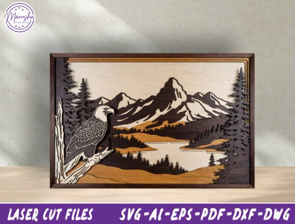 Eagle Mountain 3D Layered Laser Cut File: Bringing Wilderness Art to Life