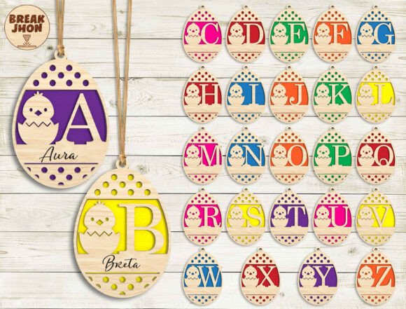 Easter Alphabet Egg Laser Cut SVG Bundle