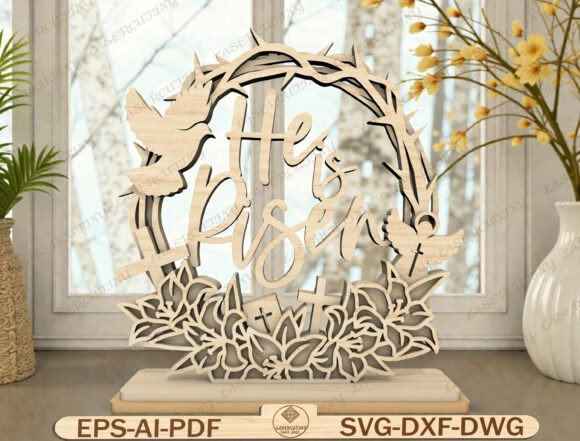 Easter Cross Wreath Laser Cut File