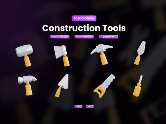Elevating Industrial Branding with the Construction Tools 3D Icon Collection