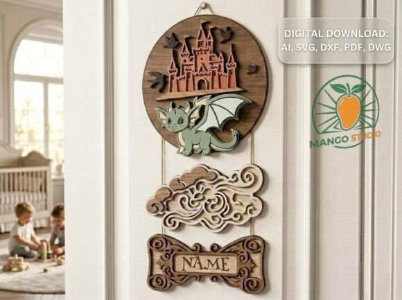 Evaluating the 3D Dragon Castle Nursery Door Sign SVG for Custom Decor