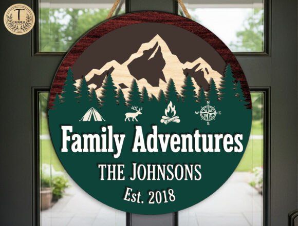 Family Adventure Door Sign Laser Cut Svg