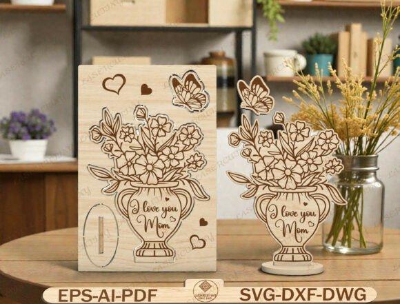 Mom Floral Vase Pop-out Laser Cut SVG: A Digital Gift That Builds Memories