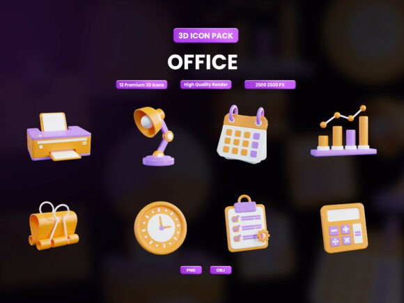 Office 3D Icon: Elevating Digital Workspaces with Modern Design