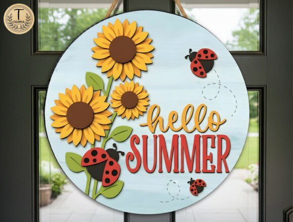 Round Summer Door Hanger Laser Cut File: A Vibrant Welcome for Your Seasonal Décor
