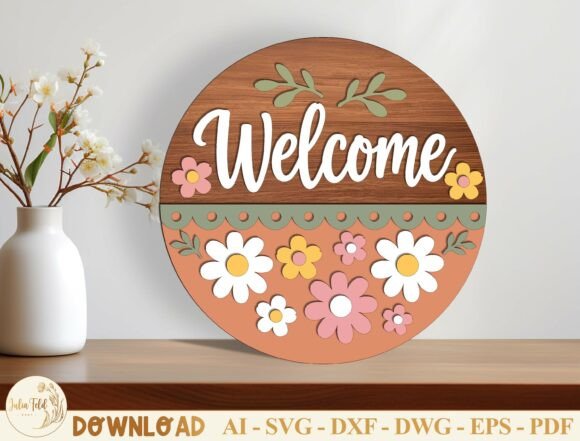 Spring Door Hanger Laser Cut File SVG: Elevating Home Decor with Layered Design