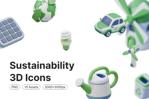 Sustainability 3D Icons for Modern Design
