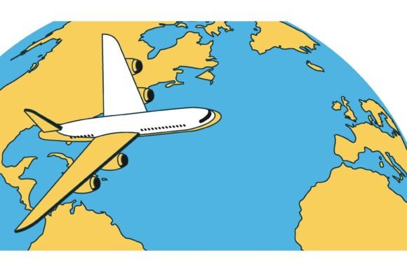 The Power of Perspective: Isometric Jet Airliner Flies over Blue S