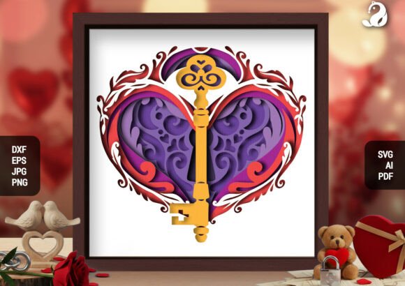 Unlocking Romance: The Art of the 3D Layered Heart Key Shadow Box SVG